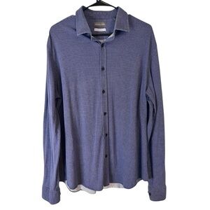 Michael Kors Slim Fit Travel Stretch Button-Up Dress‎ Shirt Men’s Large Blue